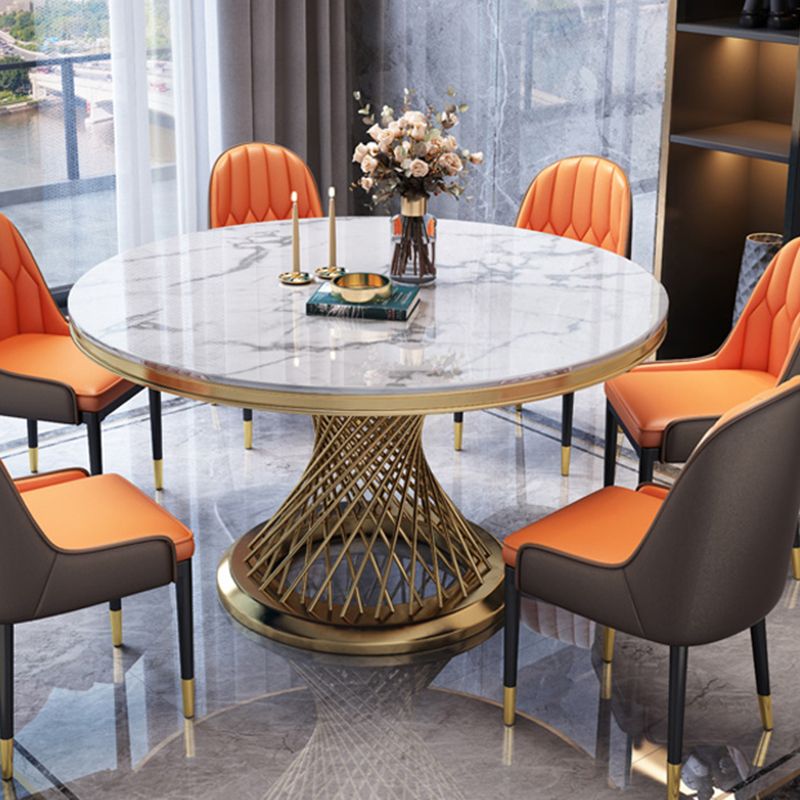 Sintered Stone Pedestal Dining Table Simplicity Style Round Table for Home Clearhalo ' dining_table' 'Dining Tables & Seating' 'Dining Tables' 'Furniture' 'furniture_dining_table' 'Kitchen & Dining Furniture' 'kitchen&dining_furn' 'kitchen' 'kitchen_dining_table' 1200x1200_7b80c8b1-7169-4753-82cd-6fafd5345da8