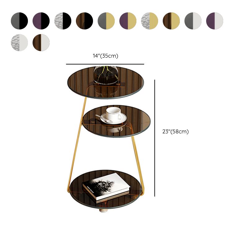 22.83 inch Tall Frame Side Table Modern Round Glass Side End Table