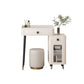 Contemporary Stone Vanity Dressing Table Set with Stool in White of 29.53" H
