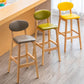 Milk Tea Shop Scandinavian Leather Stool Matte Finish Rubberwood Footrest Barstool Clearhalo 'Bar Furniture' 'Bar Stools' 'bar_stools' 'furn' 'furn_bar_stools' 'Furniture' 'furniture_bar_stools' 'Kitchen & Dining Furniture' 1200x1200_7b82c81b-c78f-4feb-8f66-dbb800f8a6b3