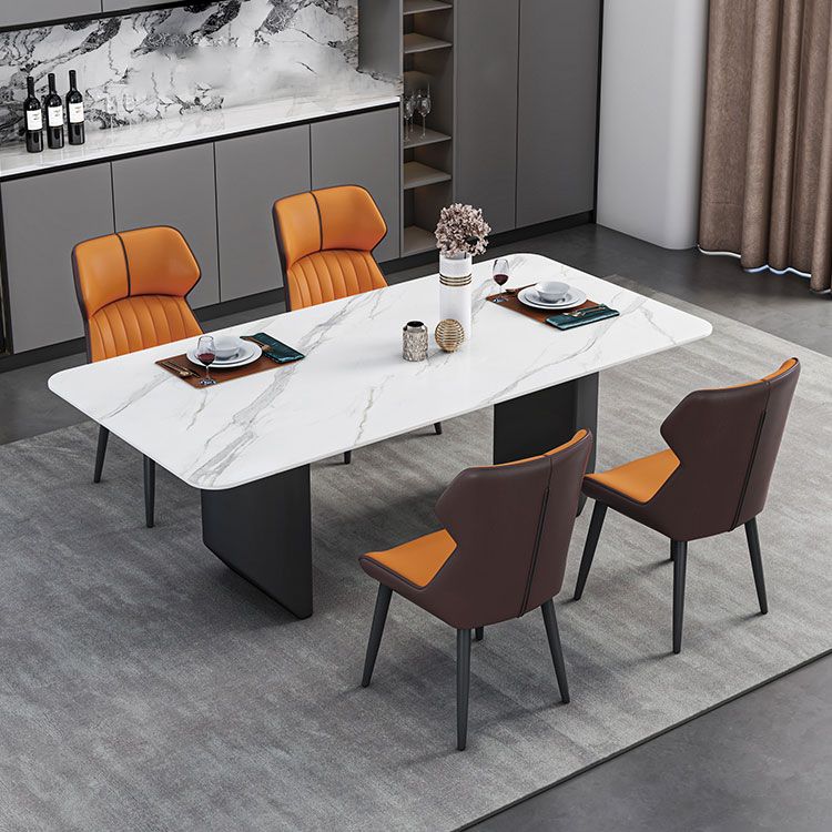 Modern Iron Dinette Set 1/2/5/7 Pieces Rectangle White Sintered Stone Top Dining Table Set Clearhalo 'Dining Room Sets' 'Dining Tables & Seating' 'dining_room_set' 'furn' 'furn_dining_room_set' 'Furniture' 'furniture_dining_room_set' 'Kitchen & Dining Furniture' 1200x1200_7b82dc9a-2a34-4408-9ac8-67117e220663