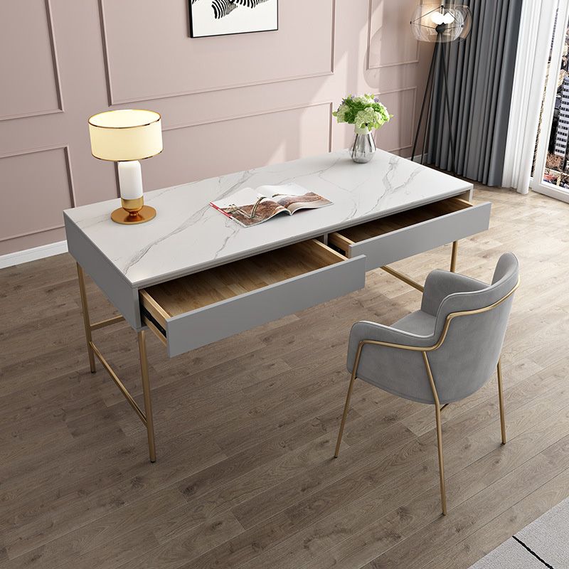 Marble Rectangular Office Desk Glam Solid Wood Writing Desk for Home Clearhalo 'furn' 'furn_office_desk' 'Furniture' 'Office Desks' 'Office Furniture' 'office_desk' 1200x1200_7b841b10-330d-4126-a02e-4c58811b660f