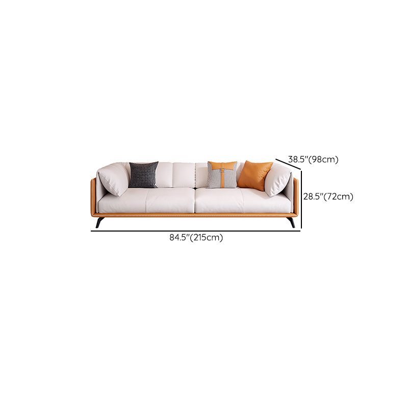 Contemporary Faux Leather Sofa with Tuxedo Arm in Orange and White Clearhalo 'furn' 'furn_sofas' 'Furniture' 'Living Room Furniture' 'Sofa' 'sofas' 1200x1200_7b85b6e5-d620-4de5-9fcf-056d9180f762