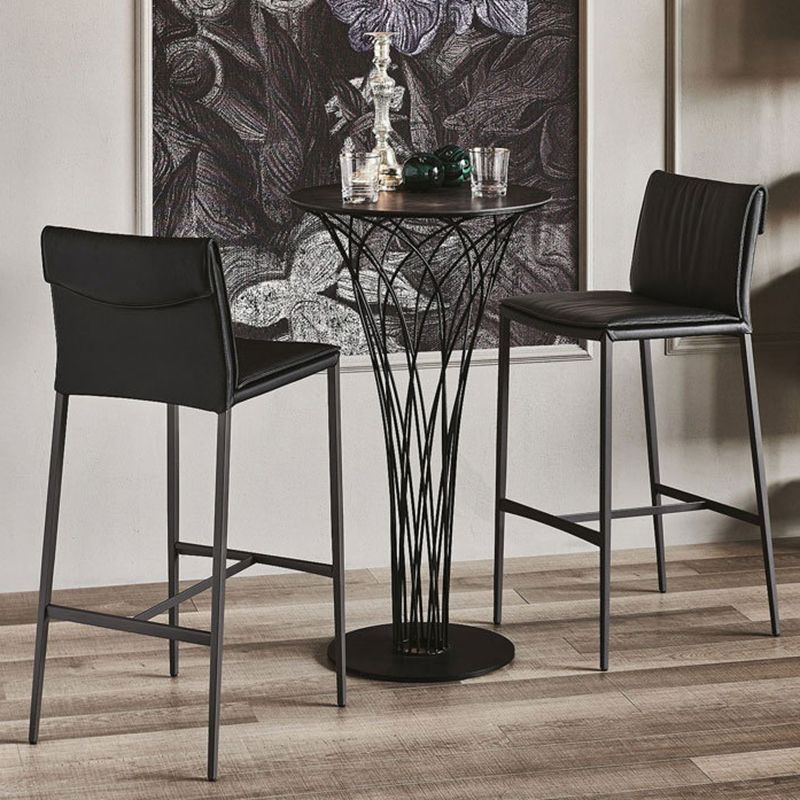 Moderne stijl lage rug bar stool pu lederen aanrechtbar kruk met metalen benen