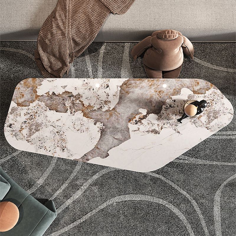 Gratis vorm met 2 poten salontafel moderne leisteen cocktailtafel in wit/goud