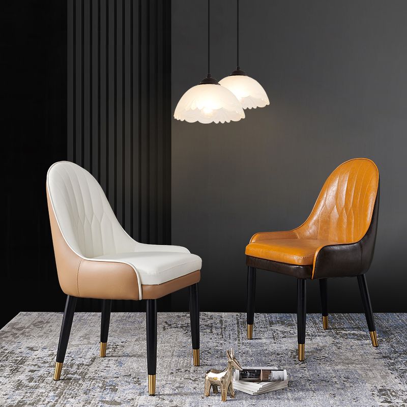 Nordic Glam Style Leather Dining Chair Kitchen Parsons Chair with Wooden Legs Clearhalo ' kitchen&dining_furn' 'Dining Chairs' 'Dining Tables & Seating' 'dining_chair' 'furn' 'furn_dining_chair' 'Furniture' 'furniture_dining_chair' 'Kitchen & Dining Furniture' 'kitchen' 1200x1200_7b86c3ff-3d31-4582-a942-e46db297550e