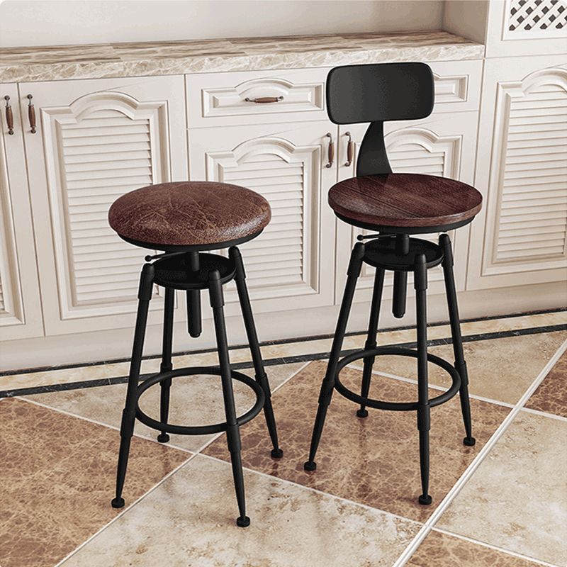 Industrial Footrest Adjustable Height Barstool Brown Pine Home Stool Clearhalo 'Bar Furniture' 'Bar Stools' 'bar_stools' 'furn' 'furn_bar_stools' 'Furniture' 'furniture_bar_stools' 'Kitchen & Dining Furniture' 1200x1200_7b870d62-150a-405d-bc7e-6c9414ba0d10