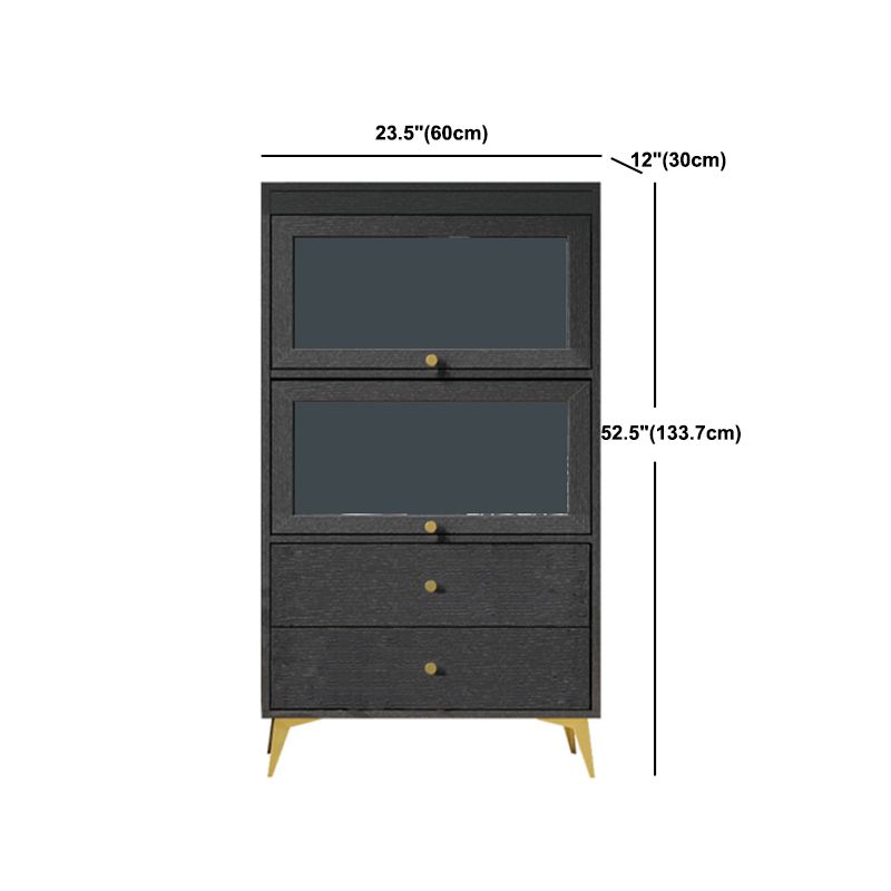 Armoire contemporaine à 2 tiroirs en bois noir, armoire à accent rectangle