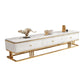 Glam Marble TV Stand Enclosed Storage TV Media Stand for Living Room