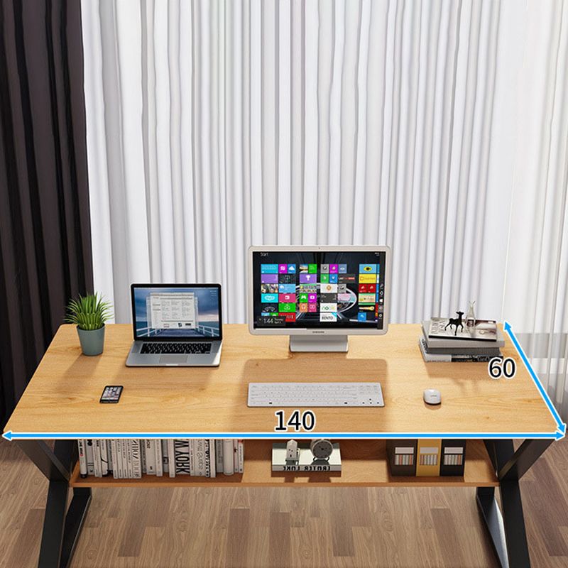 Industrial Curved Computer Desk Sled Office Desk with Storage Shelf Clearhalo 'furn' 'furn_office_desk' 'Furniture' 'Office Desks' 'Office Furniture' 'office_desk' 1200x1200_7b8de715-d4f8-46da-8de7-68941ec0e004