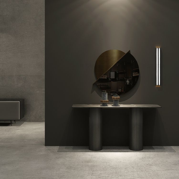 Modern Rectangular Console Table Stone Console Sofa Table in Grey Clearhalo 'Console Tables' 'console_tables' 'Entry & Mudroom Furniture' 'furn' 'furn_console_tables' 'Furniture' 1200x1200_7b8ef04d-41b0-4fd2-8f27-d96e70a84c5f