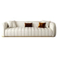 Beige eigentijdse bank met kussens faux lederen smoking tuxedo arm bank