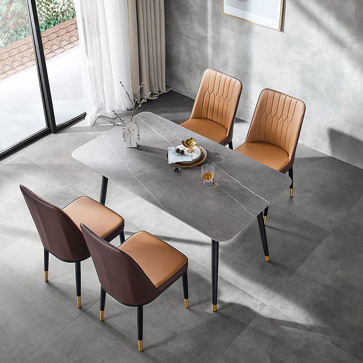 Matte Finish Stone Dinette Table Contemporary Rectangle Dining Table Clearhalo 'Dining Tables & Seating' 'Dining Tables' 'dining_table' 'furn' 'furn_dining_table' 'Furniture' 'Kitchen & Dining Furniture' 1200x1200_7b9070fa-e3b2-4003-b0f1-1987252b1172