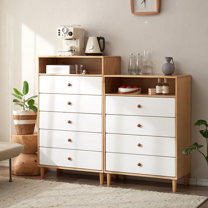 Moderne massieve houten borst met 4 natuurlijke benen en zachte close -laden