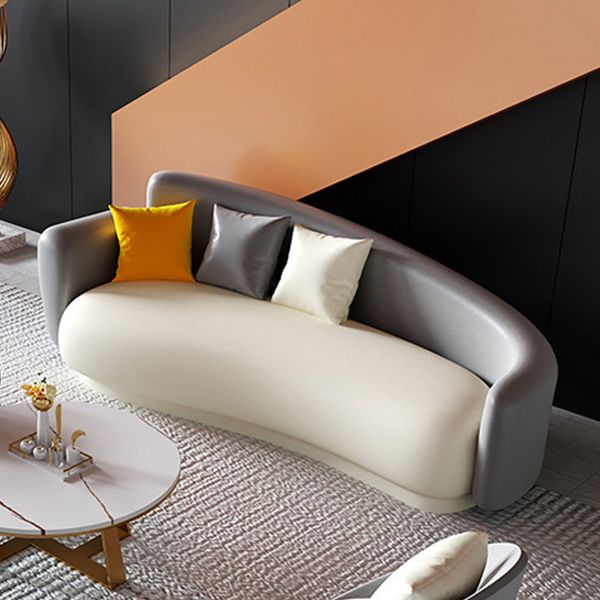 Sofá contemporáneo de brazo cuadrado de cuero de forma gris para sala de estar para sala de estar