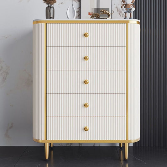 Coffre à armoire carrée latérale contemporaine avec des tiroirs fermés doux