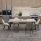 Mesa de comedor rectangular de piedra sinterizada, mueble moderno blanco-negro con 4 patas para el hogar