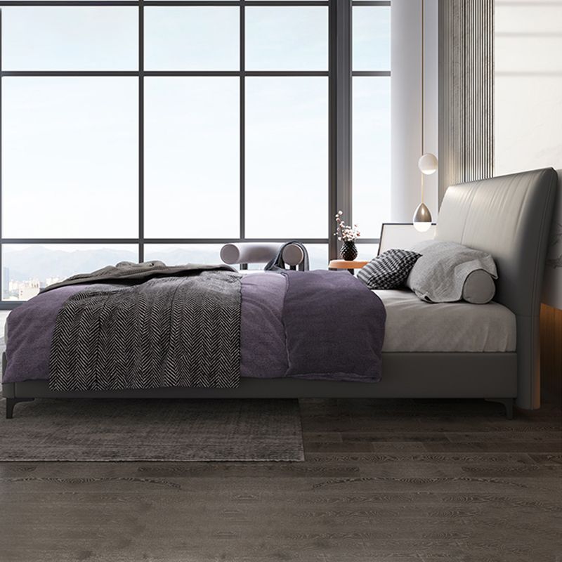 Lit en bois et lit standard rembourré au panneau contemporain avec tête de lit rembourrée