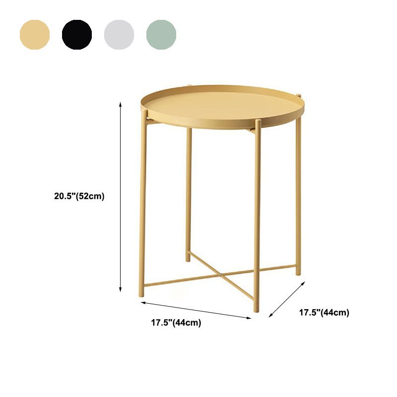 Mesa superior de la bandeja redonda de metal de mediados de siglo Mesa a la altura de las patas cruzadas de 20.5 pulgadas
