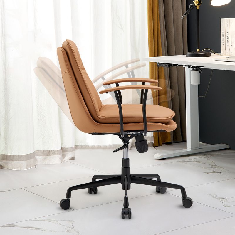 Contemporary Arm Chair Fixed Arms Adjustable Seat Height Leather Office Chair Clearhalo 'furn' 'furn_office_chair' 'Furniture' 'Office Chairs' 'Office Furniture' 'office_chair' 1200x1200_7b99c2c0-990d-4d4f-a7dd-33701ac07624