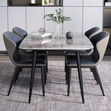 Contemporary Rectangle Dining Table Grey Sintered Stone Dining Table with 4 Black Legs Clearhalo ' dining_table' 'Dining Tables & Seating' 'Dining Tables' 'furn' 'furn_dining_table' 'Furniture' 'furniture_dining_table' 'Kitchen & Dining Furniture' 'kitchen&dining_furn' 'kitchen' 'kitchen_dining_table' 1200x1200_7b9a68b6-db4b-459c-b372-ea68fcecb4d2