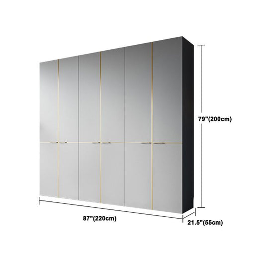 Kleiderschrank im zeitgenössischen Stil grau Farbe Holzgarderobe Schrank mit Regalen