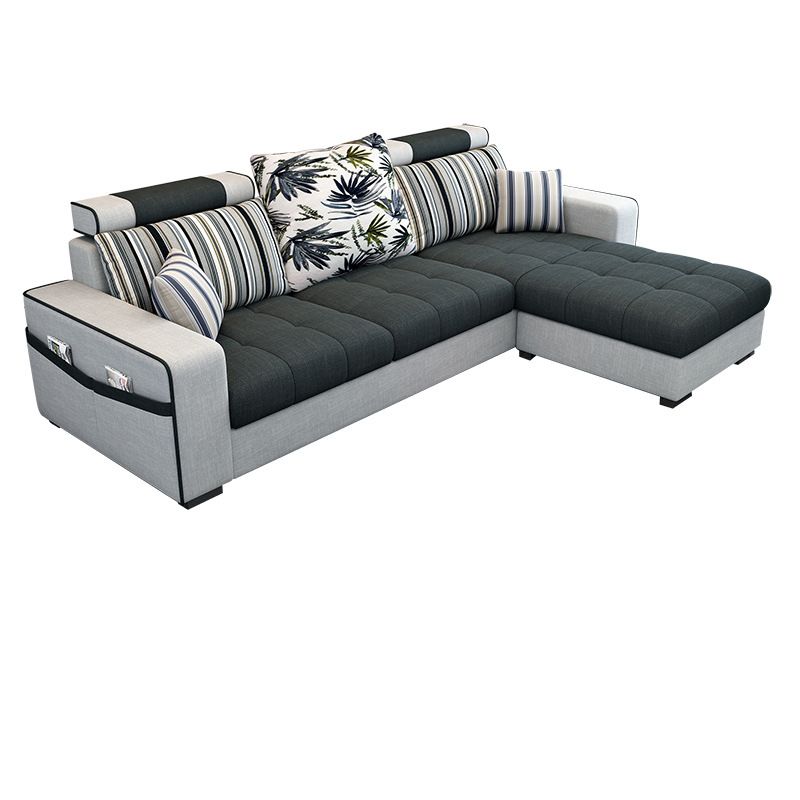Square Arms Sectional 106.3"L High Back Sofa with Storage for Apartment Clearhalo 'Furniture' 'furniture_sectionals' 'kitchen' 'kitchen_sectionals' 'Living Room Furniture' 'Sectionals' 1200x1200_7b9ce9d1-b95f-4378-a364-097b177e7530