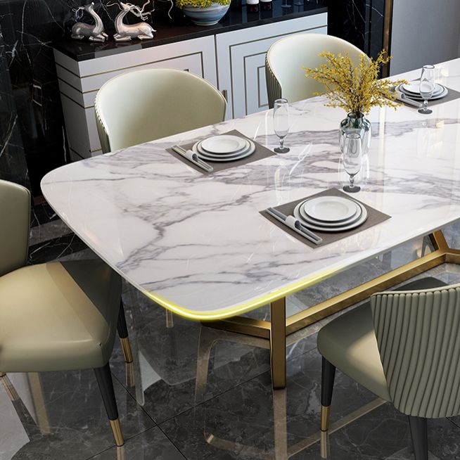 Modern Rectangle Shape Standard Dining Set Sintered Stone White Dining Set for Kitchen Clearhalo 'Dining Room Sets' 'Dining Tables & Seating' 'dining_room_set' 'furn' 'furn_dining_room_set' 'Furniture' 'furniture_dining_room_set' 'Kitchen & Dining Furniture' 'kitchen&dining_furn' 'kitchen' 1200x1200_7b9cfba3-f158-494b-9719-3670c0d9fd88