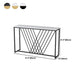 Glam Style Console Table with Rectangle Marble Top and Iron Trestle Base