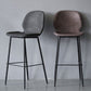 Modern Backrest Armless Counter Stool Iron Cafe Bar High Stool with Leather Cushion