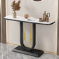 Black Pedestal Table Modern Half Moon Accent Tablel for Hall