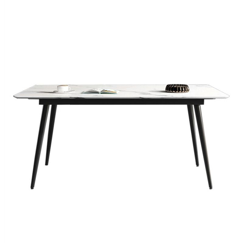 Stone Top Dining Table Rectangle Modern Dining Table with 4 Black Legs Clearhalo 'Dining Tables & Seating' 'Dining Tables' 'dining_table' 'furn' 'furn_dining_table' 'Furniture' 'furniture_dining_table' 'Kitchen & Dining Furniture' 'kitchen' 'kitchen_dining_table' 1200x1200_7ba13cf1-7a22-44f4-8c44-8ce8119de158