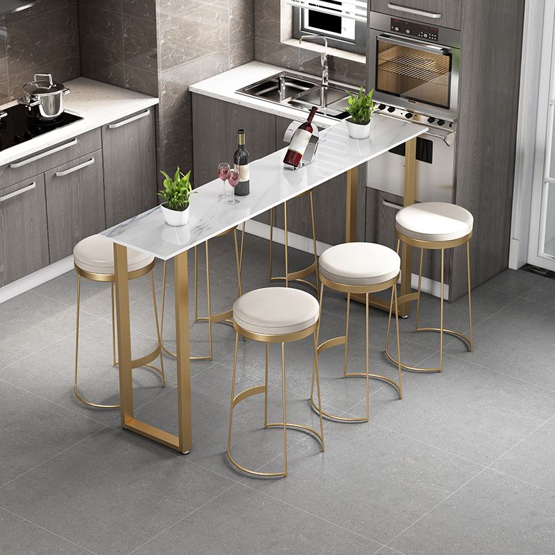 1/4/7 pièces Glam Glam Iron Bistro Set Rectangle Rectangle Bar Table Set avec un faux marbre blanc