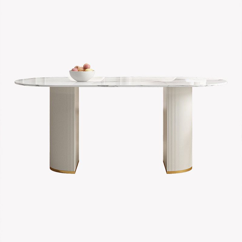 Ensemble de Table à manger en pierre frittée Glam nordique, ensemble de Table à manger ovale de 1/4/5/7 pièces pour la maison