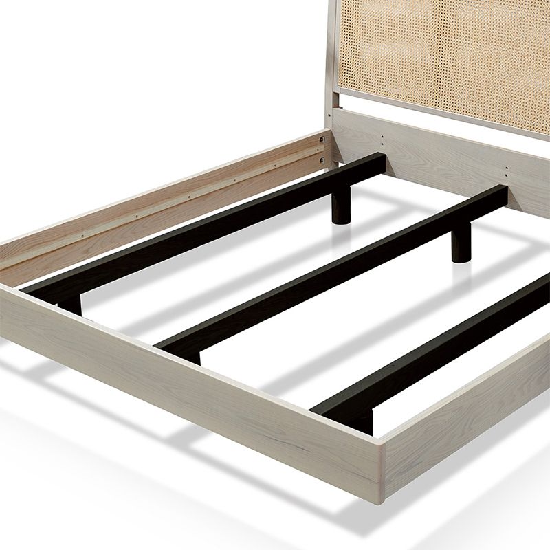 Lit de rotin dans un style de rotin tropical en chêne brone avec tête de lit