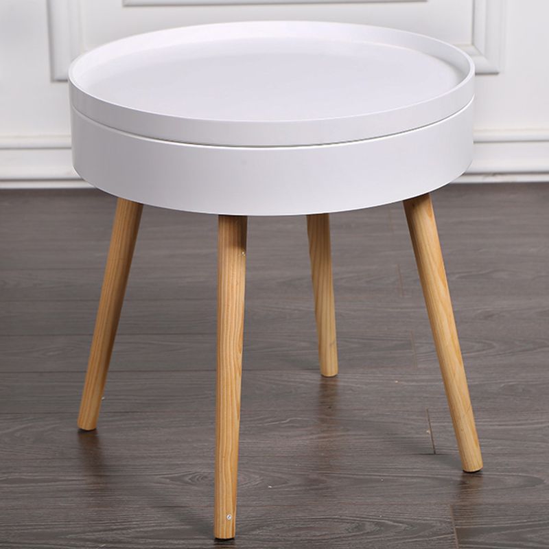 20.3" Tall Tray Top End Table 3 Legs Round Wood Accent Side Table with Storage