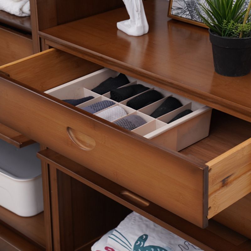 Mid Century Modern  Rectangle Cabinet Brown Accent Cabinet with Doors in Solid Wood