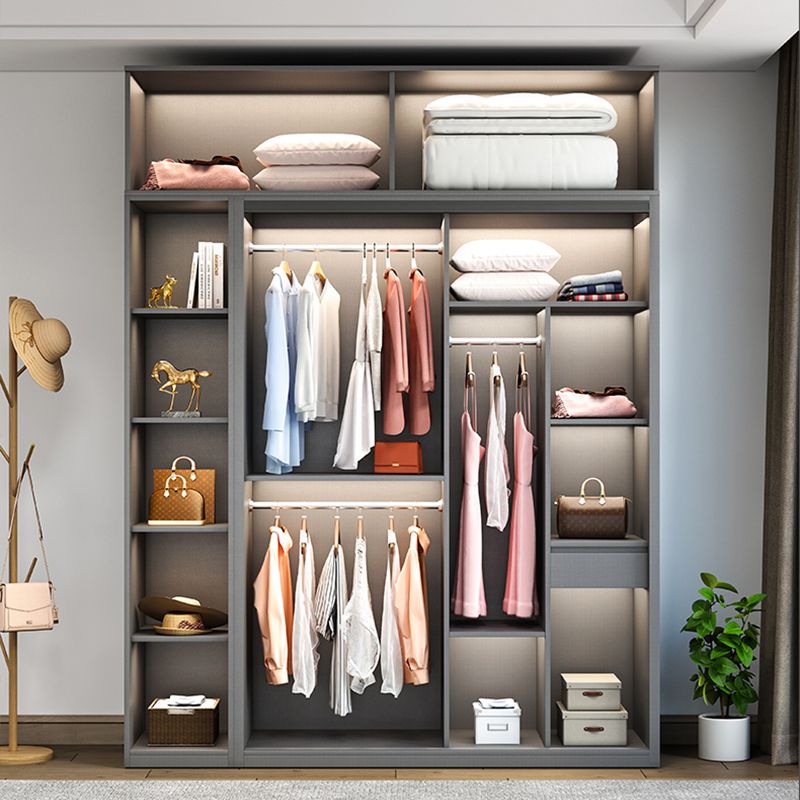 Sliding Wardrobe Closet Engineered Wood Wardrobe Armoire for Bedroom