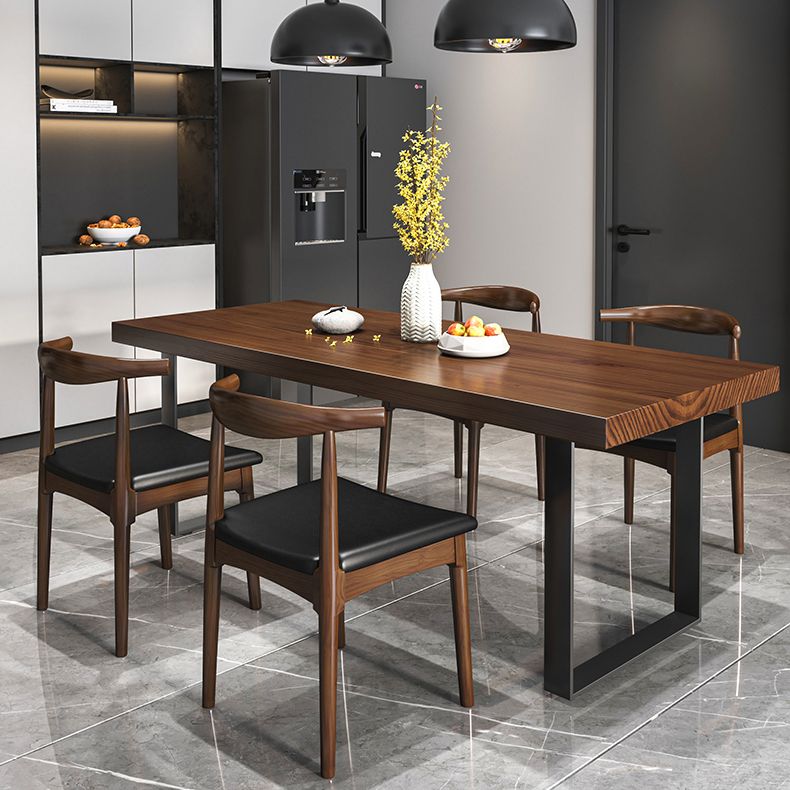 Minimalist Style Solid Wood Dining Room Set with 2 Black Metallic Legs for Kitchen Furniture Clearhalo 'Dining Room Sets' 'Dining Tables & Seating' 'dining_room_set' 'furn' 'furn_dining_room_set' 'Furniture' 'furniture_dining_room_set' 'Kitchen & Dining Furniture' 'kitchen&dining_furn' 'kitchen' 1200x1200_7ba9c8ba-ce81-4579-aa18-fa58fee67914