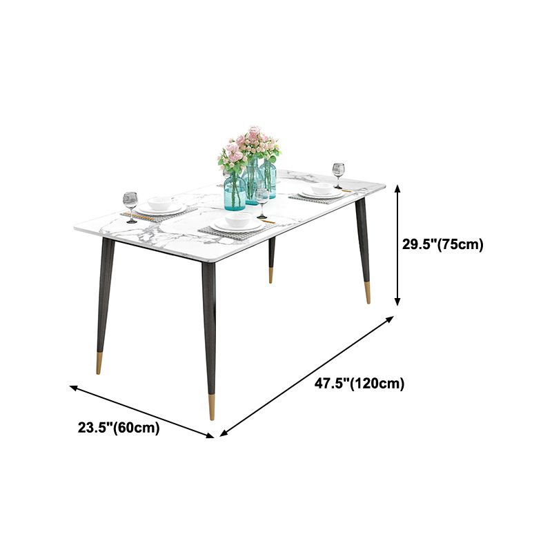 Sintered Stone White Dining Table Glam Style 4 Legs Table for Dining Room Clearhalo ' dining_table' 'Dining Tables & Seating' 'Dining Tables' 'furn' 'furn_dining_table' 'Furniture' 'furniture_dining_table' 'Kitchen & Dining Furniture' 'kitchen&dining_furn' 'kitchen' 'kitchen_dining_table' 1200x1200_7bac5cc0-053c-415a-9d01-e2a2b32a41d5