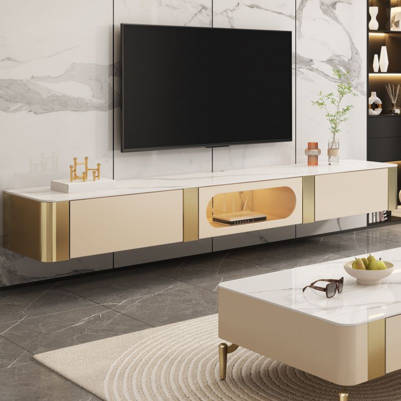 Console multimediale contemporanea Supporto multimediale per TV in pietra con cassetti
