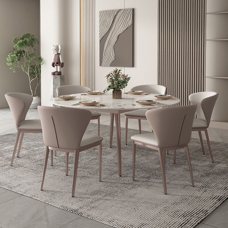 Simple Sintered Stone Extendable Table White Round Shape Dining Table for Kitchen Clearhalo ' dining_table' 'Dining Tables & Seating' 'Dining Tables' 'furn' 'furn_dining_table' 'Furniture' 'furniture_dining_table' 'Kitchen & Dining Furniture' 'kitchen&dining_furn' 'kitchen' 'kitchen_dining_table' 1200x1200_7bad06b3-ecc2-4d28-893e-7f1bab56e533