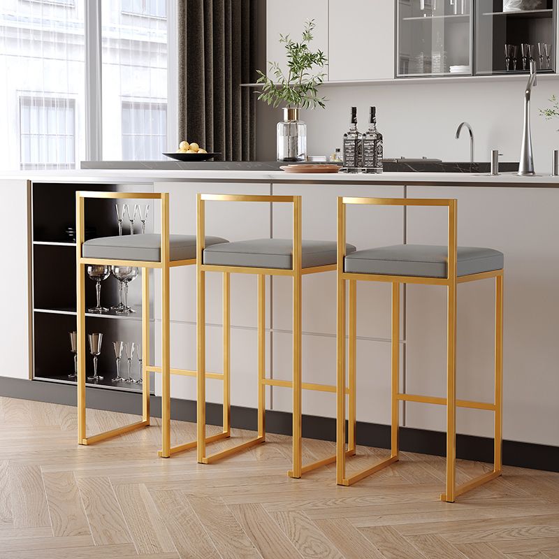 Luxurious Backrest Armless Counter Stool Upholstered Bar Stool with Metal Base Clearhalo 'Bar Furniture' 'Bar Stools' 'bar_stools' 'furn' 'furn_bar_stools' 'Furniture' 'Kitchen & Dining Furniture' 1200x1200_7bae1c12-de4f-4a50-be6d-807b4bd46aca
