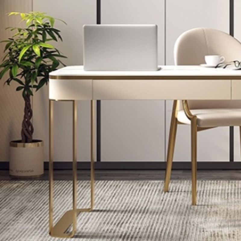 Modern Stone Curved Office Desk 29.53" Tall 2 Drawers Writing Desk Clearhalo 'furn' 'furn_office_desk' 'Furniture' 'Office Desks' 'Office Furniture' 'office_desk' 1200x1200_7bae200e-8e91-4efe-afd8-ba5f837a0e53