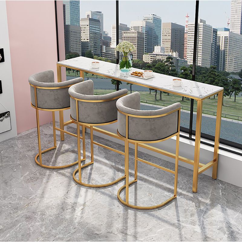 Glam White Faux Marble Pub Bar Table Indoor Gold Bar Dining Table Fixed Table, Only Table Clearhalo 'Bar Furniture' 'Bar Tables' 'bar_tables' 'furn' 'furn_bar_tables' 'Furniture' 'furniture_bar_tables' 'Kitchen & Dining Furniture' 'kitchen&dining_furn' 'kitchen' 1200x1200_7bafba0b-4838-442c-91dd-99ca6592f6e7