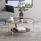 17.72" Tall Contemporary Style Coffee Cocktail Table Glass-Topped Coffee Table