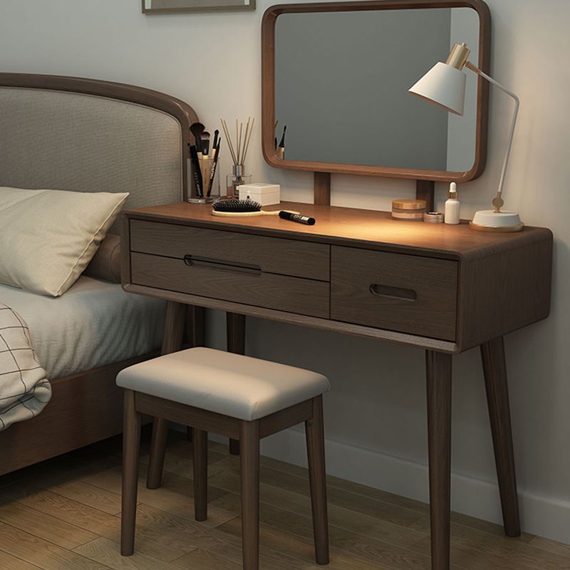 伝統的な3ドロワーメイクアップバニティデスクソリッドウッドバニティドレッシングテーブル