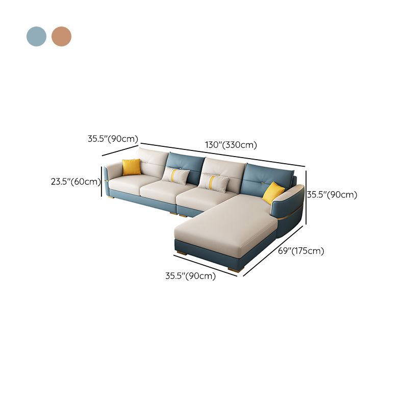 Sqaure Arm Tufted Back Sectional Luxurious 4-seat Sectional Sofa Clearhalo 'furn' 'furn_sectionals' 'Furniture' 'Living Room Furniture' 'Sectionals' 1200x1200_7bb31e4d-06e8-4d8f-84fb-9c0444cd4625