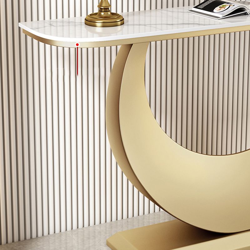Tavolo di accento di mezza luna di pietra moderna da 31,5 "tavolo da console alta per Hall