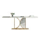 Glam Rectangle Table Sintered Stone Table with Metal Legs for Home